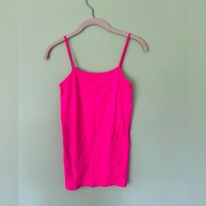 Amazon neon pink tank top camisole. Good material and very stretchy! One size